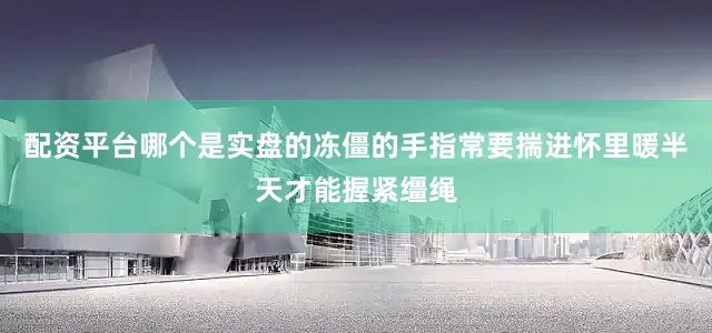 配资平台哪个是实盘的冻僵的手指常要揣进怀里暖半天才能握紧缰绳